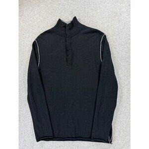 Carbon2Cobalt Cotton/Cashemre 3 Button‎ Pullover (Men's Large) Black